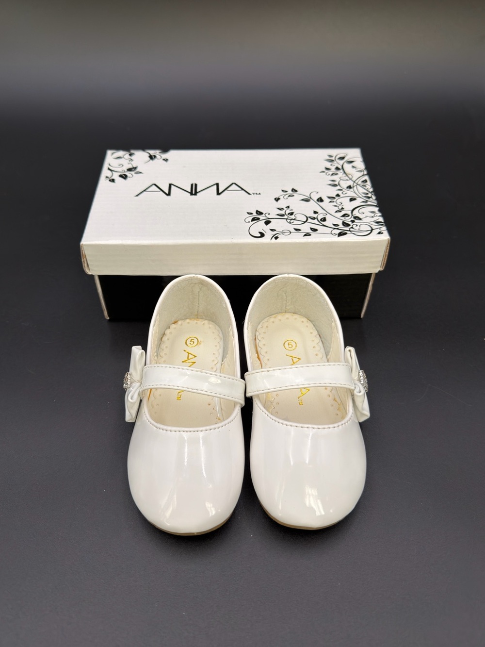 ANNA Patent Bow Mary Jane Dress Shoes | White | Toddler/Baby Girls Size 5